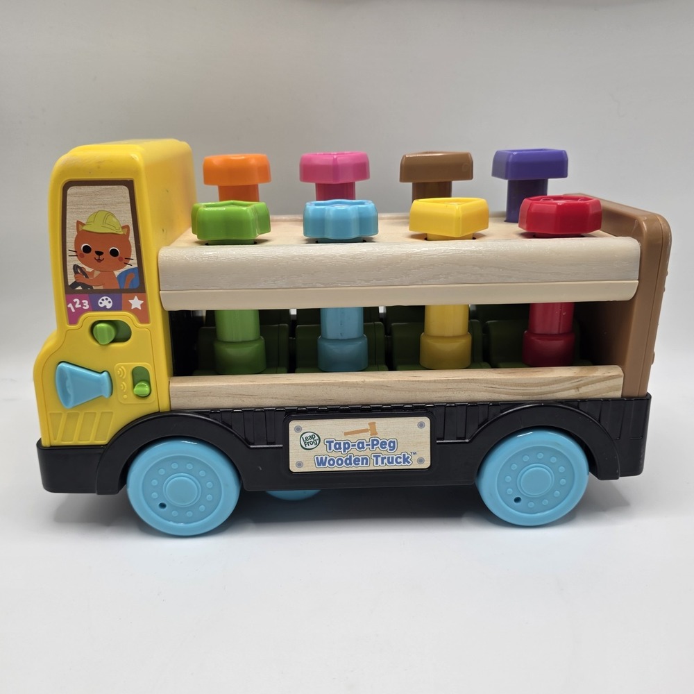 Tap-a-Peg Wooden Truck Toy, Learning Colors‎ Counting Hammer Peg Preschool STEM